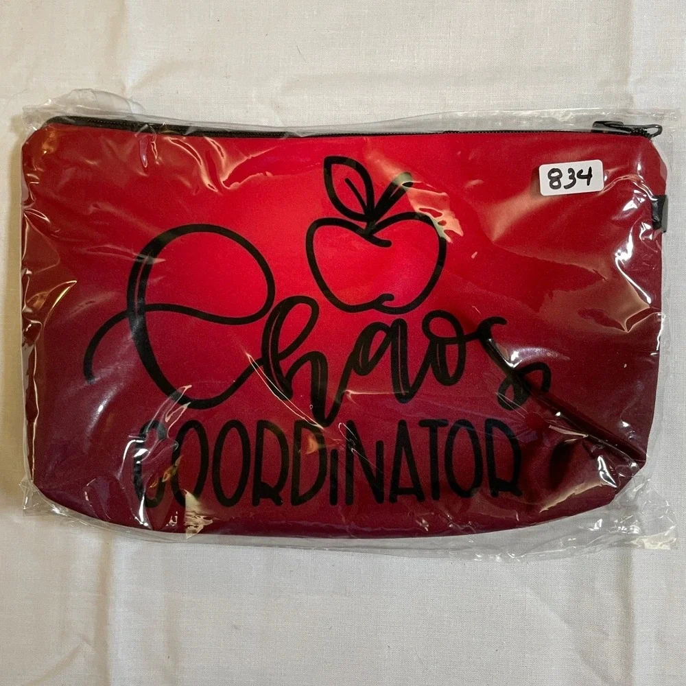 The Pouch Makeup Bag Red NWT Chaos Coordinator Graphic Travel Case